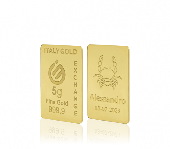 Gold ingots Star Signs - Cancer - 24Kt - 5gr IGE GOLD